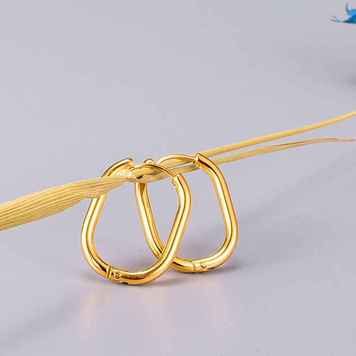 Wholesale Retro Style 18k Gold Plated Stainless Steel Round Wire Earrings jewelry
