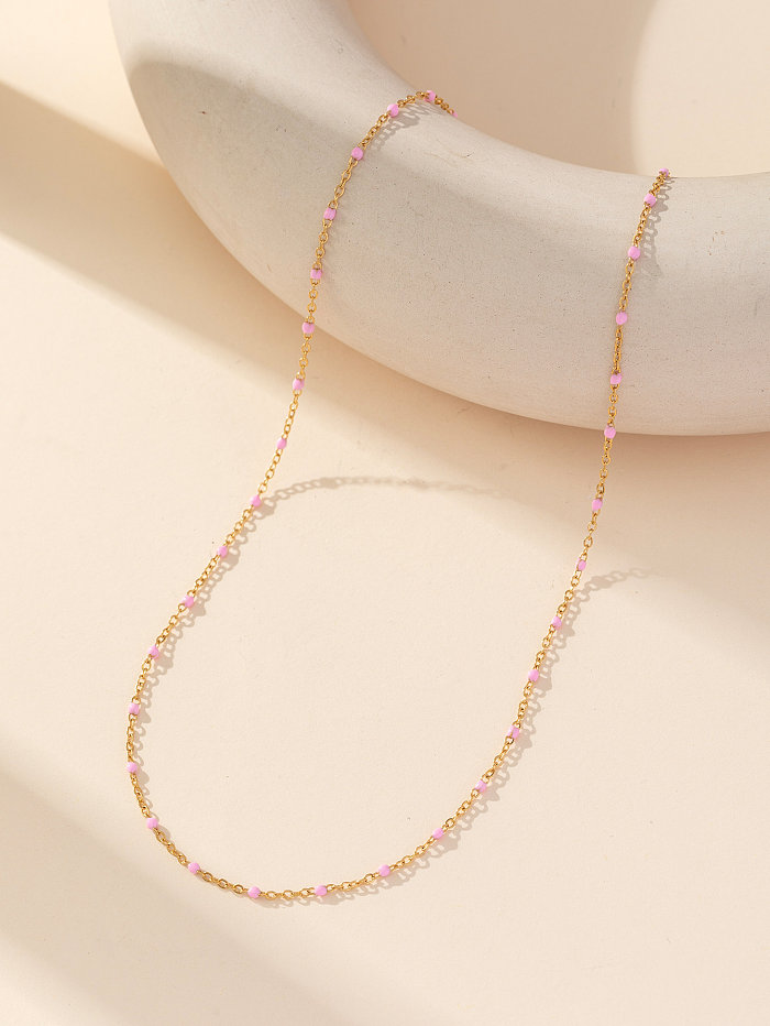 Basic Hawaiian Simple Style Geometric Stainless Steel  Enamel Necklace