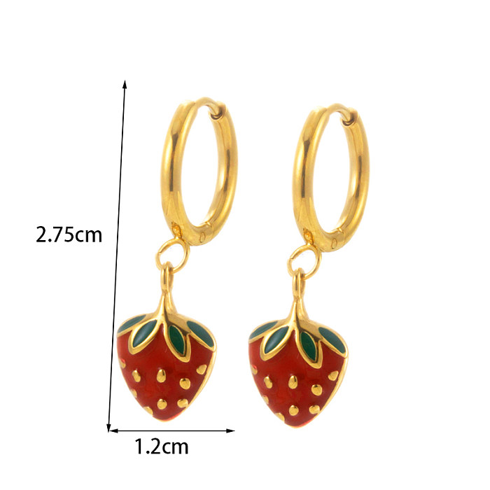 1 Pair Vintage Style Simple Style C Shape Plating Inlay Stainless Steel  Zircon 18K Gold Plated Earrings