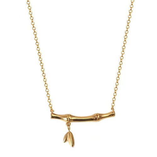 IG Style Simple Style Bamboo Stainless Steel Plating 18K Gold Plated Necklace