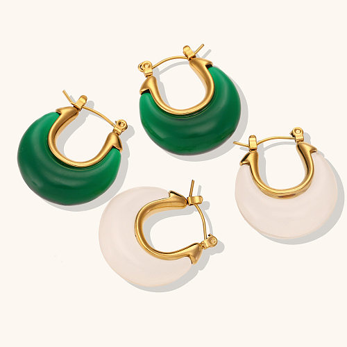 1 Paar Retro-Ohrringe in U-Form aus Edelstahl mit Arylbeschichtung und 18 Karat vergoldet