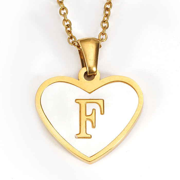 قلادة على شكل حرف IG على شكل قلب مطلية بالفولاذ المقاوم للصدأ ومطلية بالذهب عيار 18 قيراط