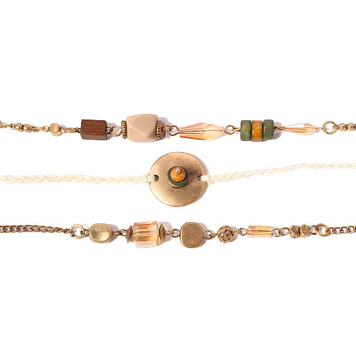 Vintage Style Geometric Color Block Stainless Steel Plating 18K Gold Plated Bracelets