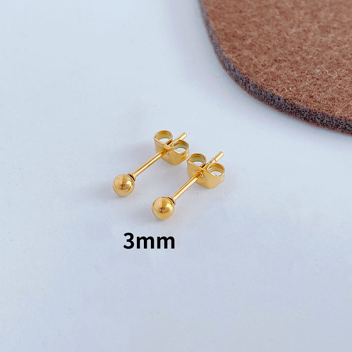 1 Pair Simple Style Ball Stainless Steel Ear Studs