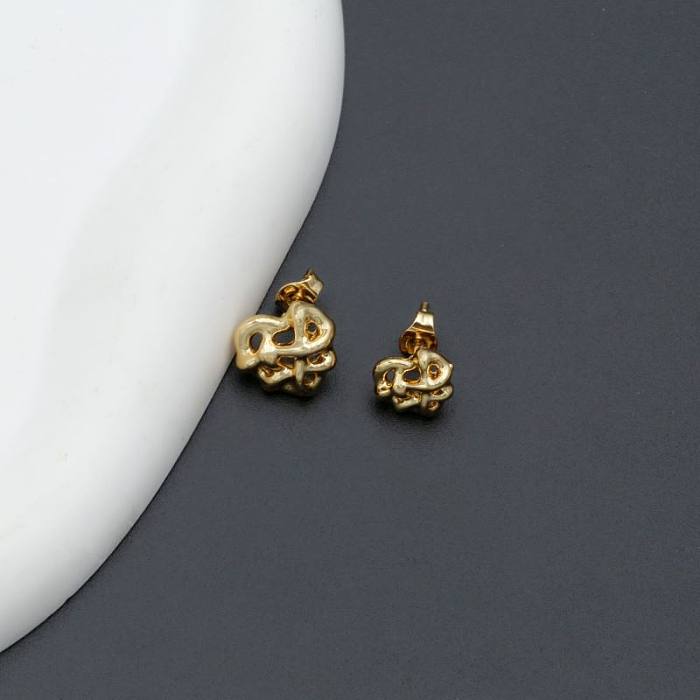 1 par casual estilo moderno estilo clássico formato de coração chapeamento de aço inoxidável 14K brincos banhados a ouro