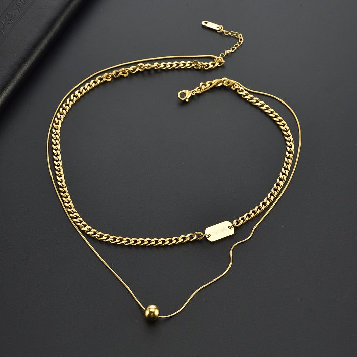 Retro Simple Style Geometric Stainless Steel Layered Necklaces
