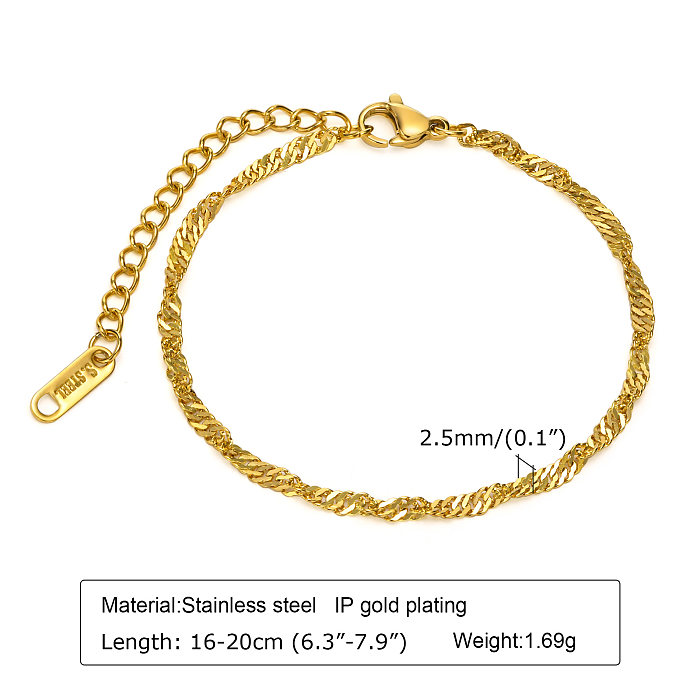 Wholesale Simple Style Solid Color Stainless Steel 18K Gold Plated Bracelets