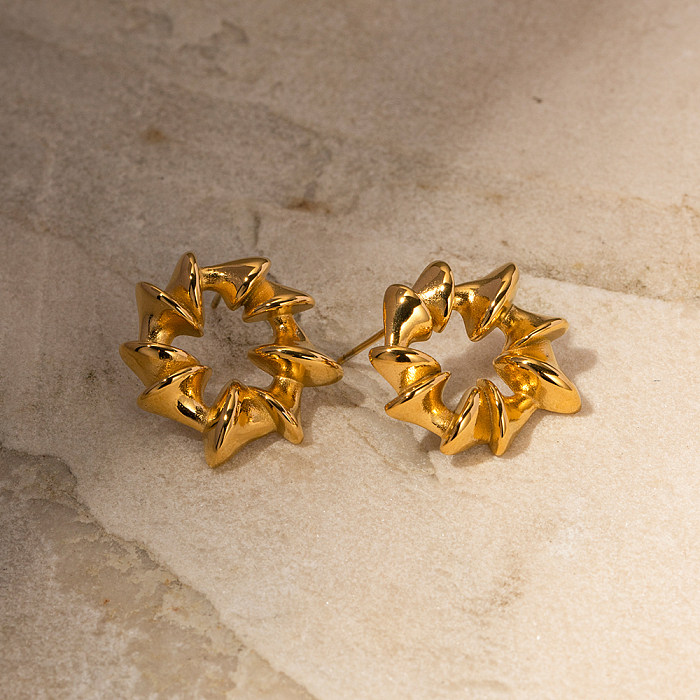 1 par de aretes chapados en oro de 18 quilates de acero inoxidable con revestimiento irregular estilo IG The Answer