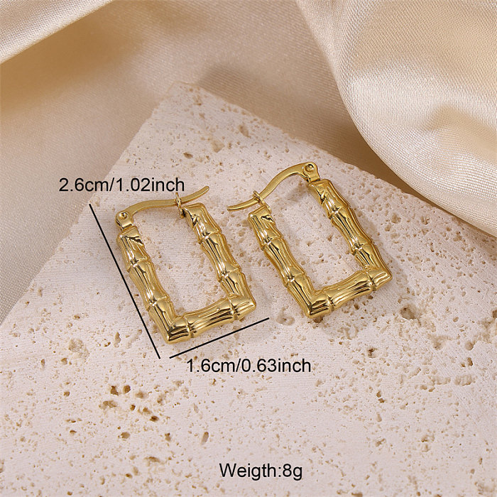 1 par de brincos banhados a ouro 18K de aço inoxidável estilo simples clássico comutar retângulo quadrado