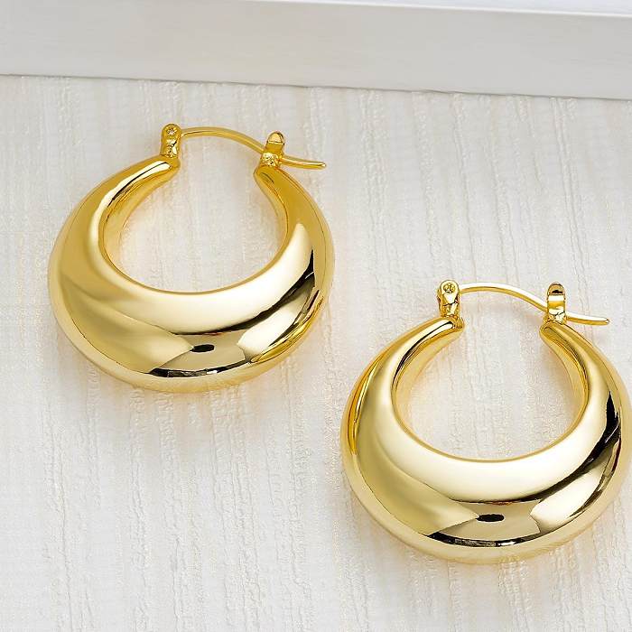 1 Pair Simple Style Commute U Shape Solid Color Plating Stainless Steel  18K Gold Plated Earrings