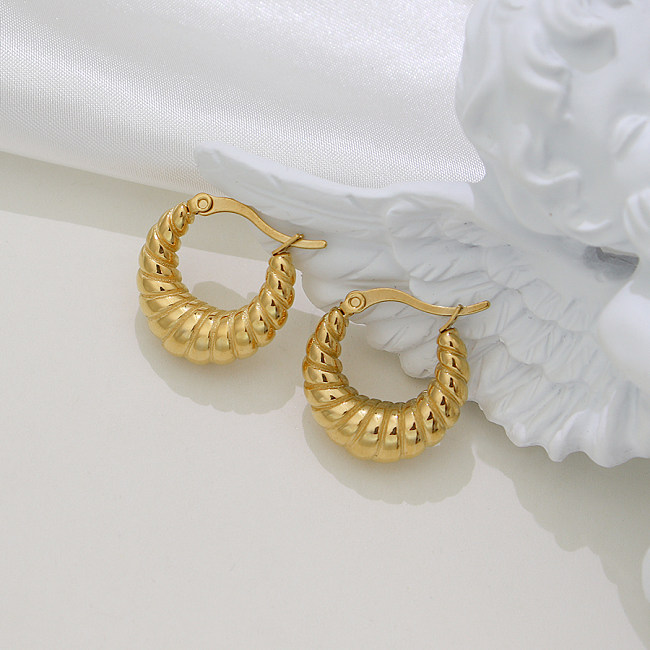 1 Pair Simple Style Artistic Solid Color Stainless Steel  Plating 18K Gold Plated Hoop Earrings