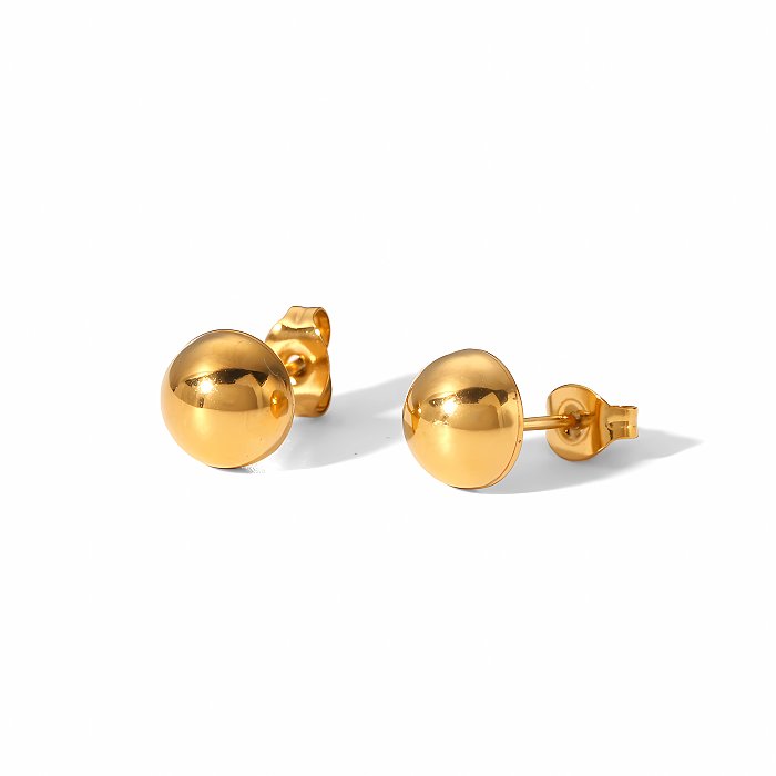 1 Pair IG Style Simple Style Round Polishing Plating Stainless Steel  18K Gold Plated Drop Earrings Ear Studs