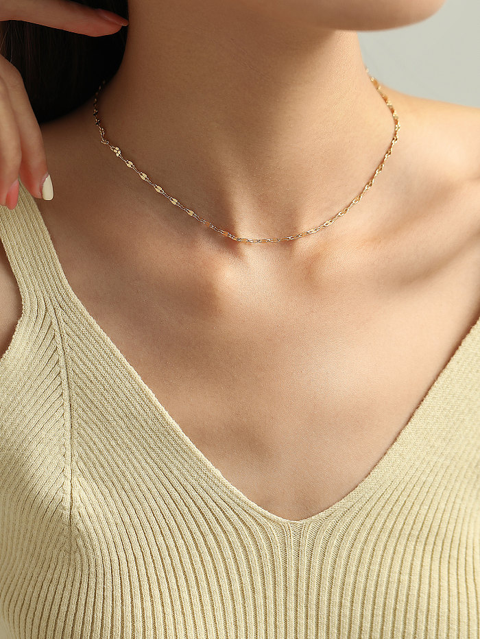 Elegant Hip-Hop Solid Color Stainless Steel  Metal Chain Necklace