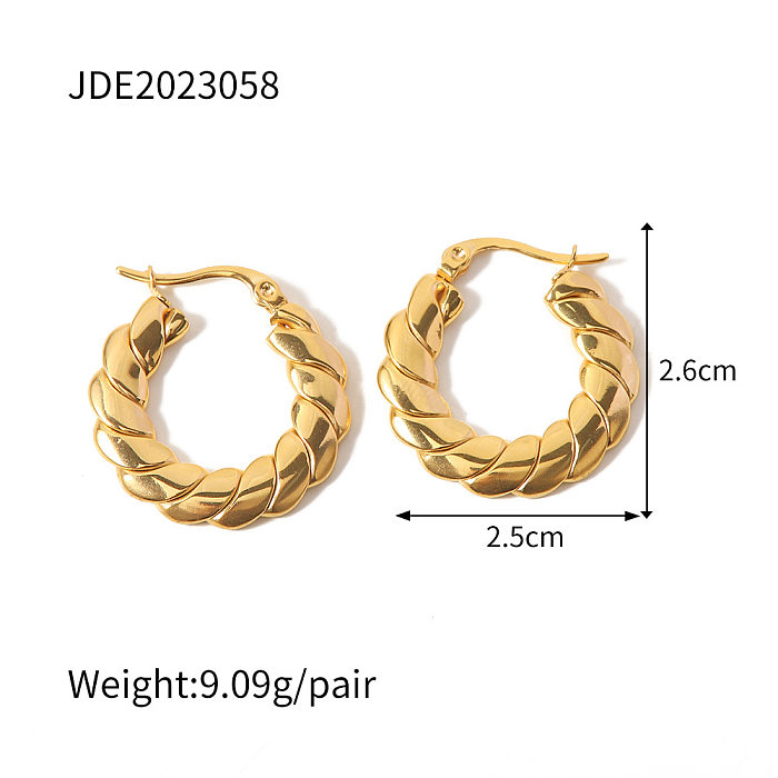 Retro Geometric Stainless Steel  Gold Plated Earrings 1 Pair
