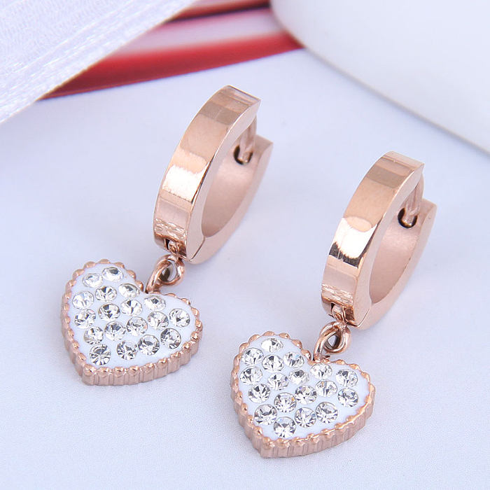Diamond-studded Round Stainless Steel Earrings