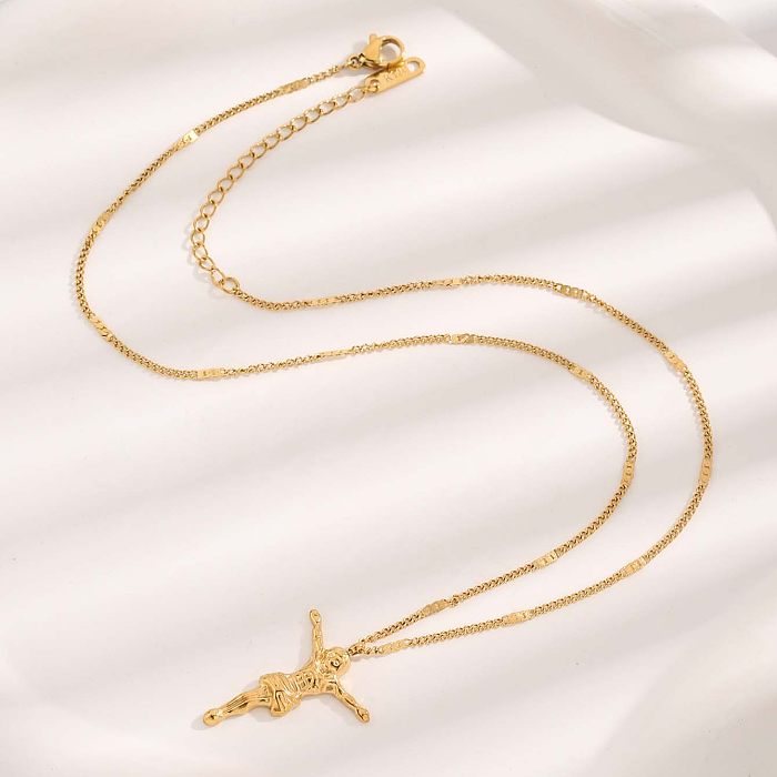 Glam Luxurious Human Stainless Steel Plating Gold Plated Pendant Necklace