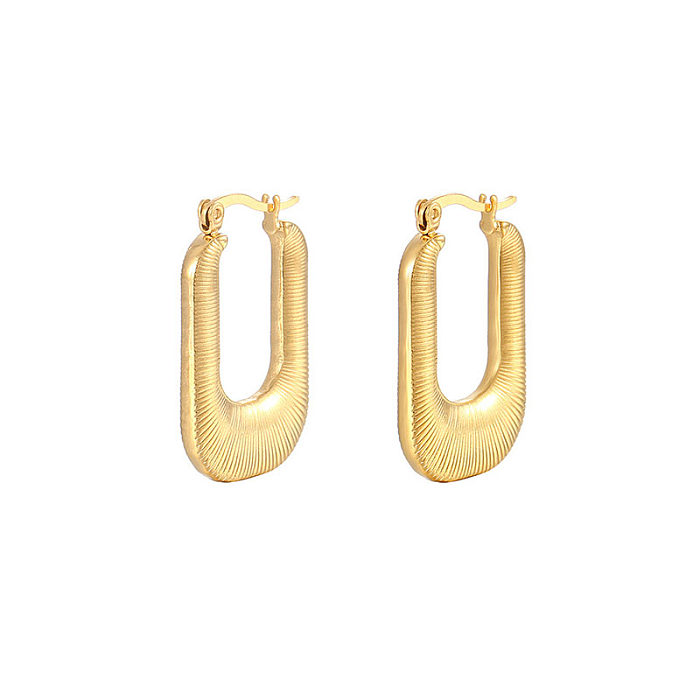 1 Pair Vintage Style Simple Style U Shape Solid Color Plating Stainless Steel  18K Gold Plated Earrings