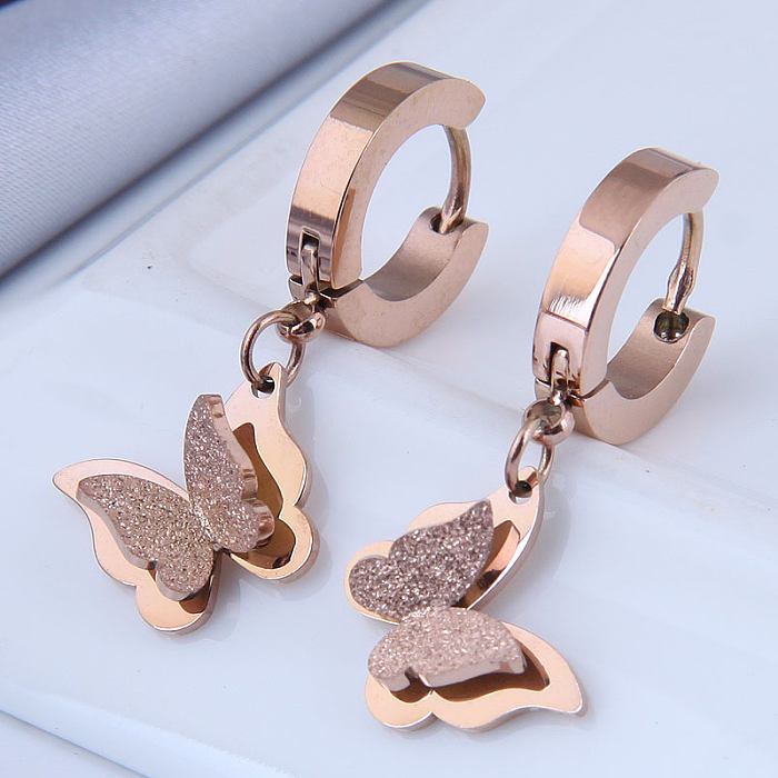 Fashion OL Butterfly Stainless Steel Earrings