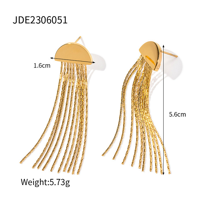 1 Paar elegante Retro-Ohrringe aus Edelstahl mit Halbkreis-Quastenbeschichtung