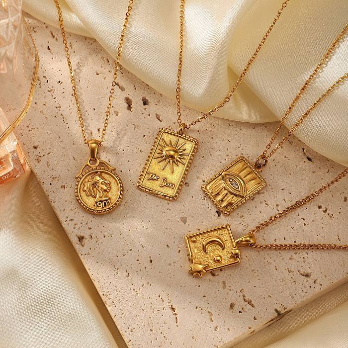 Gold-plated Stainless Steel  Party Gift Embossed Diamond Pendant Necklace