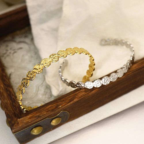 Bracelet plaqué or 14 carats rond en acier inoxydable de style vintage de style IG
