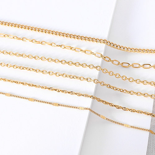 Collar de cadena desnuda de joyería de oro de 18 quilates chapado en acero inoxidable simple
