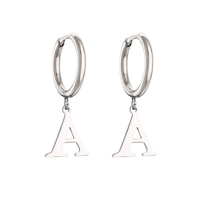 1 Pair Casual Simple Style Letter Plating Stainless Steel  18K Gold Plated Drop Earrings