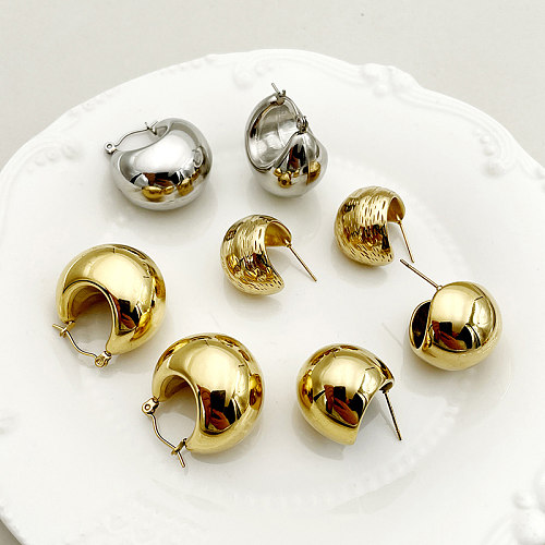 1 Pair Classical Solid Color Plating Stainless Steel  Gold Plated Ear Studs
