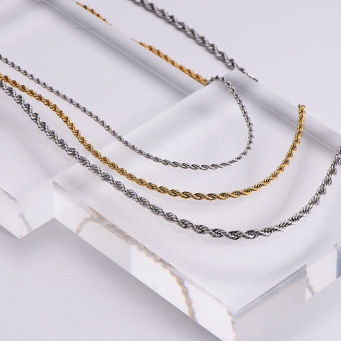 Fashion Geometric Stainless Steel  Twist Chain Necklace Wholesale