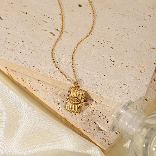 Retro Eye Stainless Steel  Plating Zircon Pendant Necklace 1 Piece