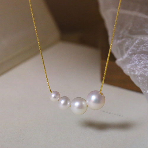 Elegant Sweet Round Stainless Steel Pearl Plating Necklace