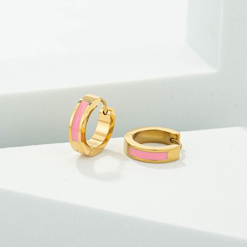 1 Pair Simple Style Color Block Epoxy Plating Stainless Steel  Gold Plated Earrings