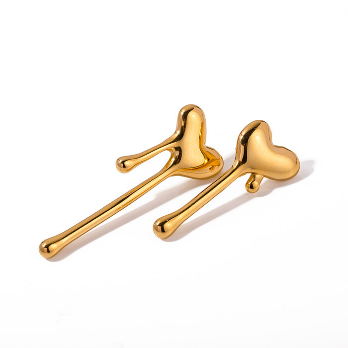1 Pair IG Style Heart Shape Plating Stainless Steel  18K Gold Plated Ear Studs