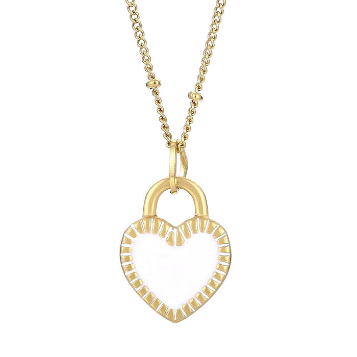 Modern Style Heart Shape Stainless Steel  Stainless Steel Plating 18K Gold Plated Pendant Necklace