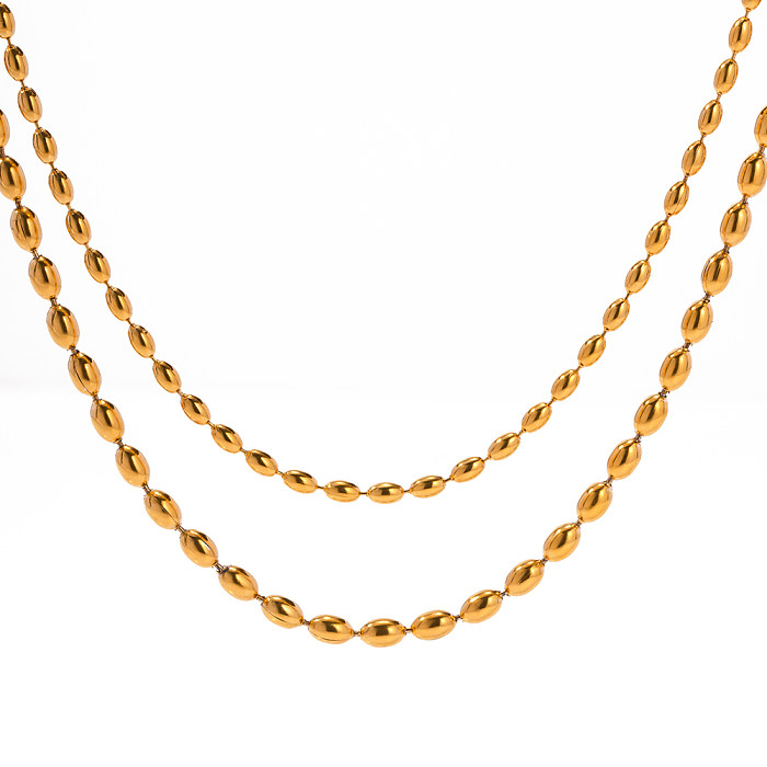 IG Style Solid Color Stainless Steel  Plating 18K Gold Plated Double Layer Necklaces