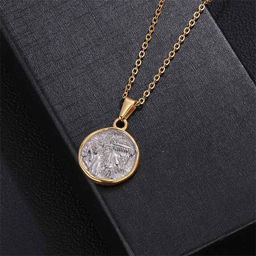 Simple Style Round Stainless Steel  Polishing Pendant Necklace