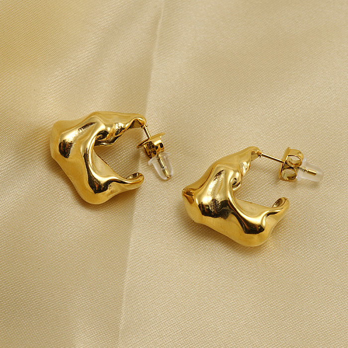 Boucles d'oreilles géométriques en acier inoxydable, Style Simple, plaqué, 1 paire