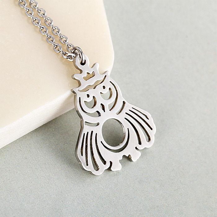 Simple Small Animal Necklace Creative Personality Stainless Steel  Owl Necklace Wholesale