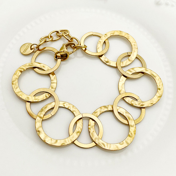 Retro Roman Style Oval Heart Shape Stainless Steel Gold Plated Bracelets In Bulk