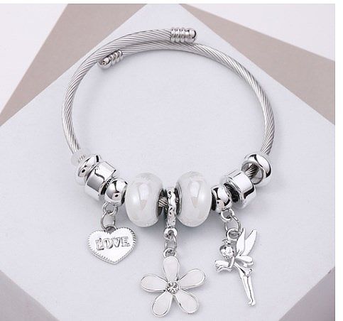 Elegant Heart Shape Butterfly Stainless Steel Bangle In Bulk