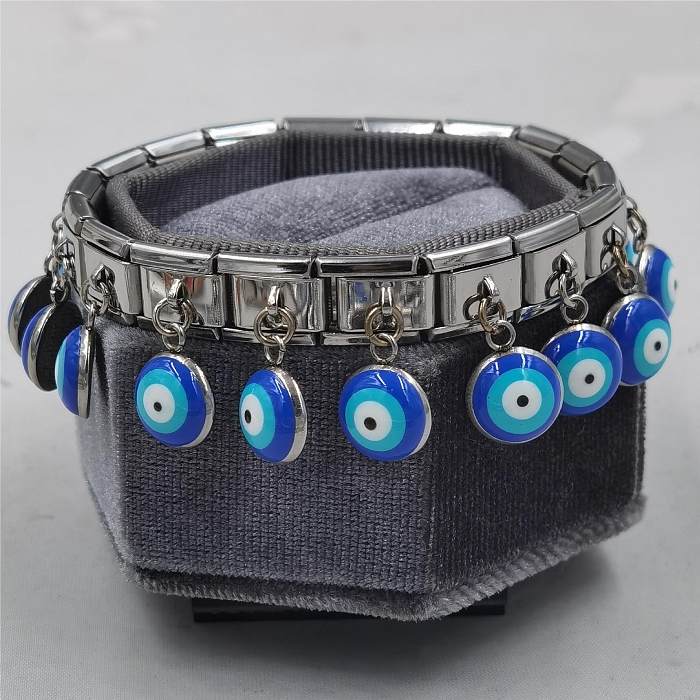Casual Devil'S Eye Stainless Steel Pleated Bracelets