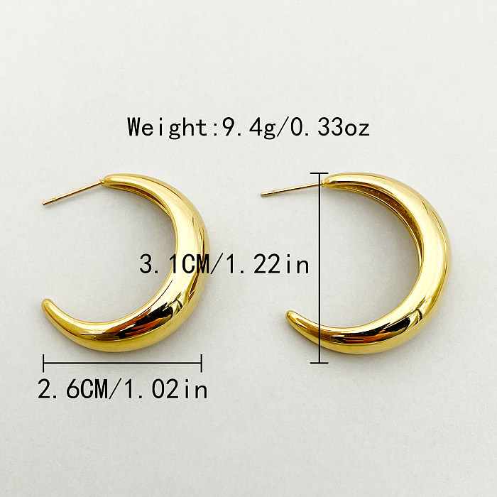 1 Pair Simple Style Commute C Shape Solid Color Plating Stainless Steel  Gold Plated Earrings