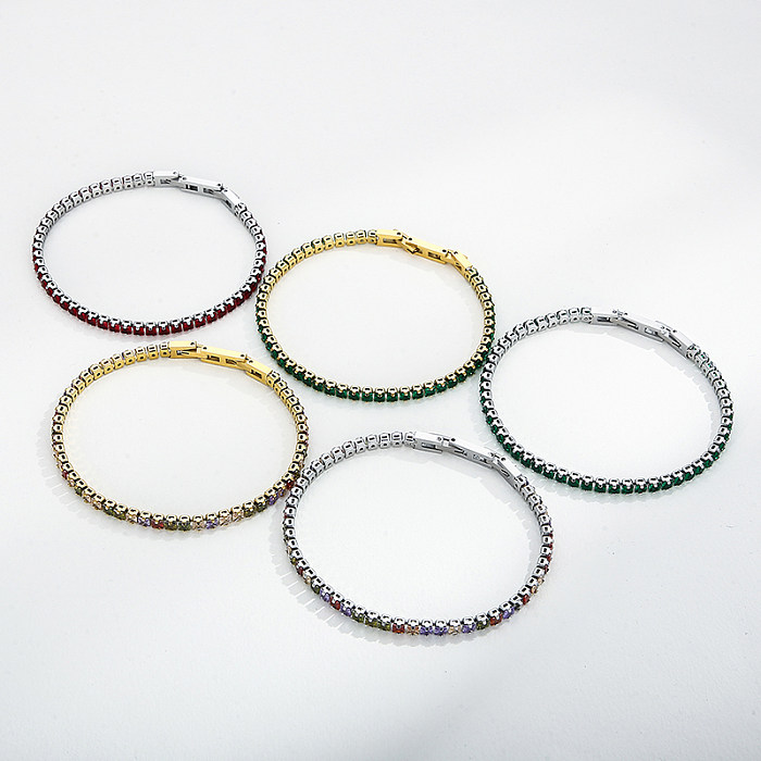 Elegante, glänzende, quadratische, ovale Armbänder mit Titanstahlbeschichtung und Zirkoneinlage, 18 Karat vergoldet