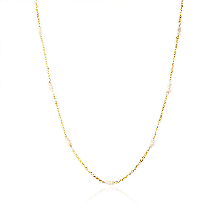 Venta al por mayor collar chapado en oro de 1 quilates de acero inoxidable con flor redonda de moda de 14 pieza