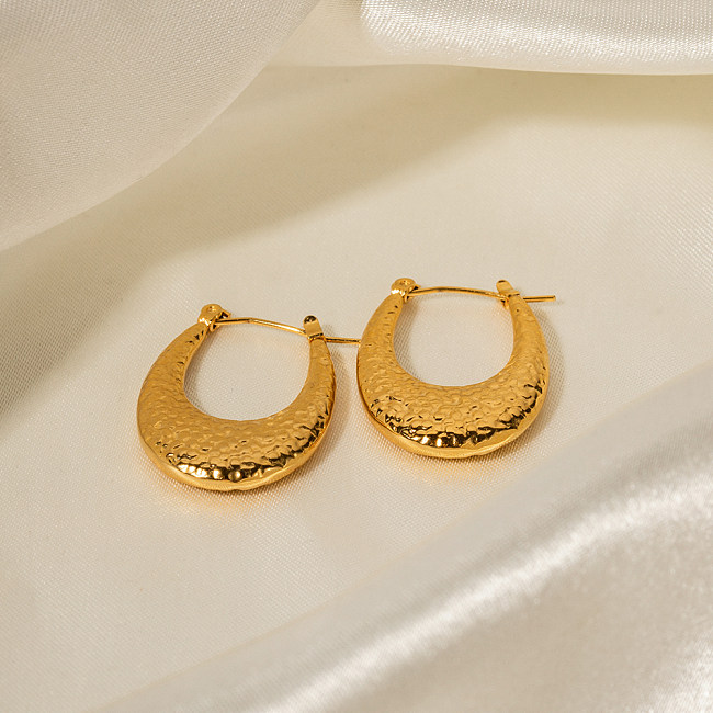 زوج واحد من أقراط IG Style U على شكل حرف U من الفولاذ المقاوم للصدأ ومطلية بالذهب عيار 1 قيراط