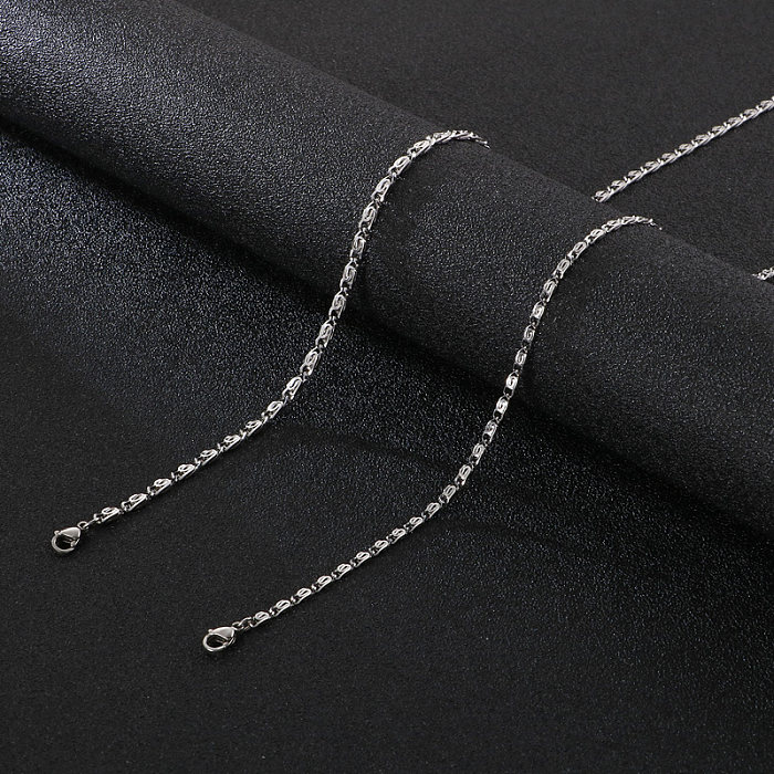 Lässige, schlichte, einfarbige Edelstahl-Halskette aus Edelstahl