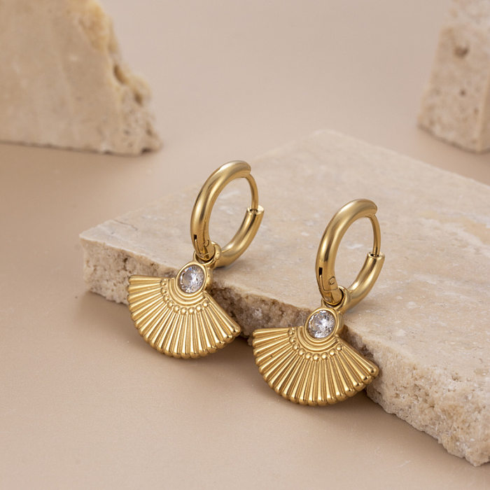 1 Paar moderne, halbkreisförmige, runde, quadratische Ohrringe aus Edelstahl mit Inlay und künstlichen Edelsteinen