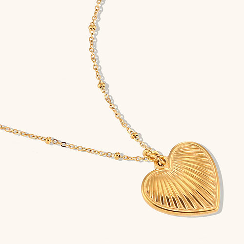 Sweet Heart Shape Stainless Steel  Stainless Steel 18K Gold Plated Pendant Necklace In Bulk