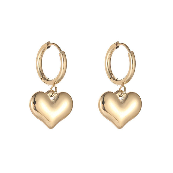Retro Geometric Heart Shape Stainless Steel Drop Earrings Plating Stainless Steel  Earrings 1 Pair