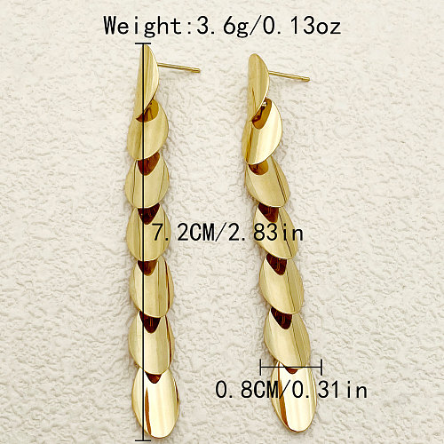1 Pair Classical Irregular Patchwork Stainless Steel  Gold Plated Drop Earrings